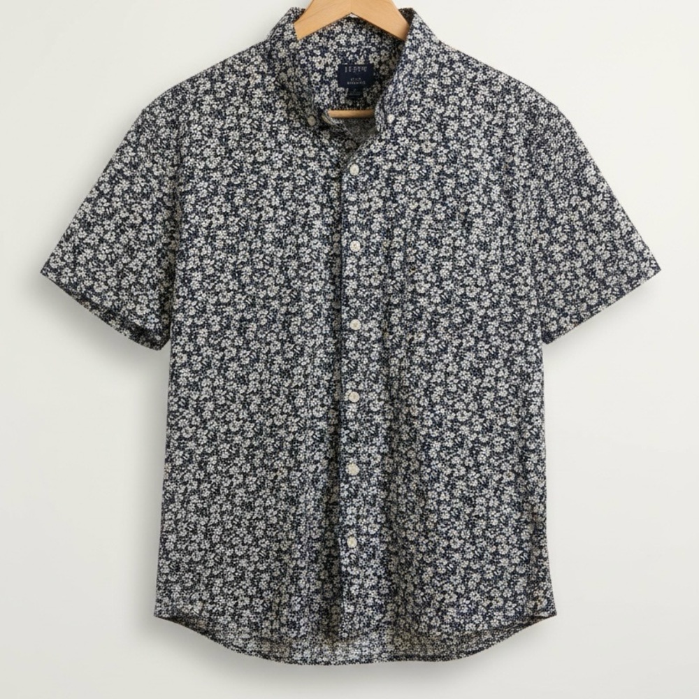 J. Crew Navy and White Floral Casual Shirt